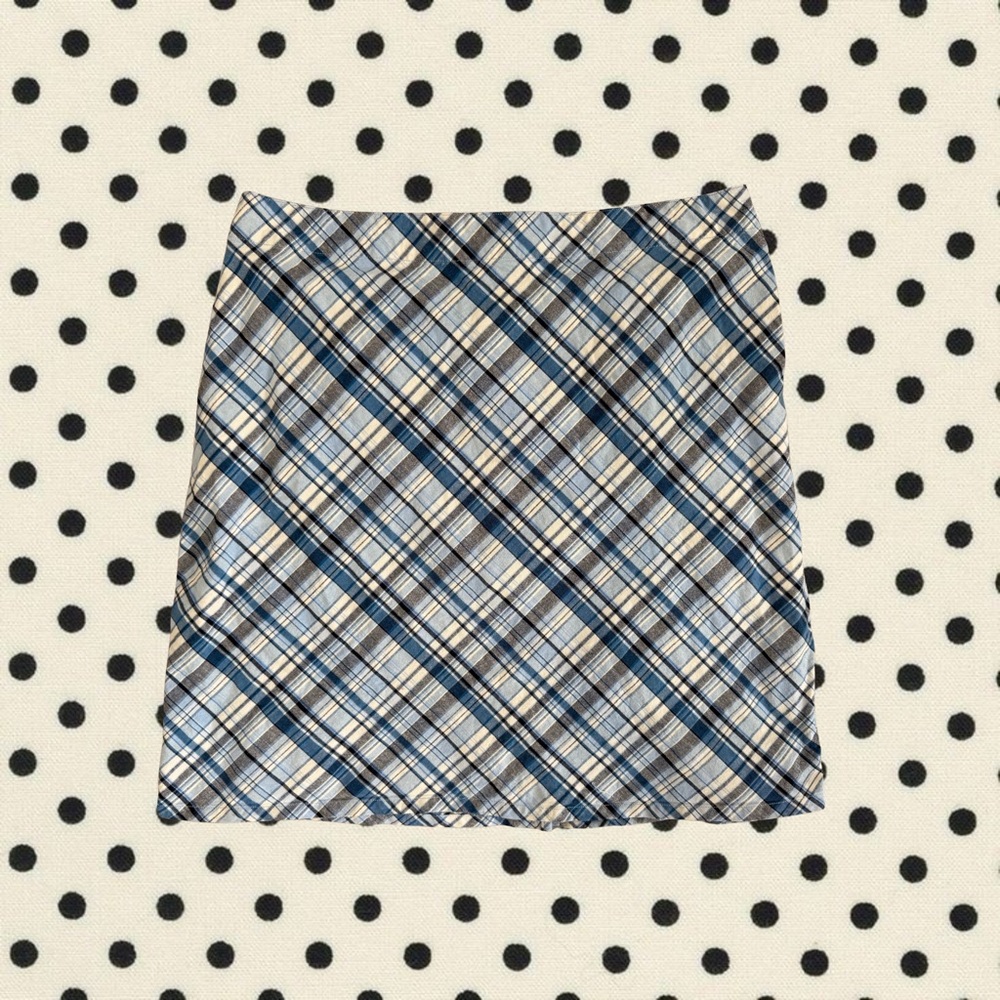 Cherokee Blue and Cream Plaid Pencil Skirt
